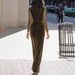 Women's Clothing Sexy Street Style High Waist Long A-Line Skirt For Women Solid Color Mesh Round Neck Pullover Design Dress_ecoleips.com