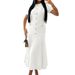 Voya Women's European And American Simple Elegant Style Button Short Sleeve Long Dress Women's Clothing Autumn_ecoleips.com