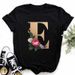 A B C D E English Alphabet Print T Shirt Women New Summer Couples Lovers Female T-Shirt Harajuku Casual Black Tops Tshirts_ecoleips.com