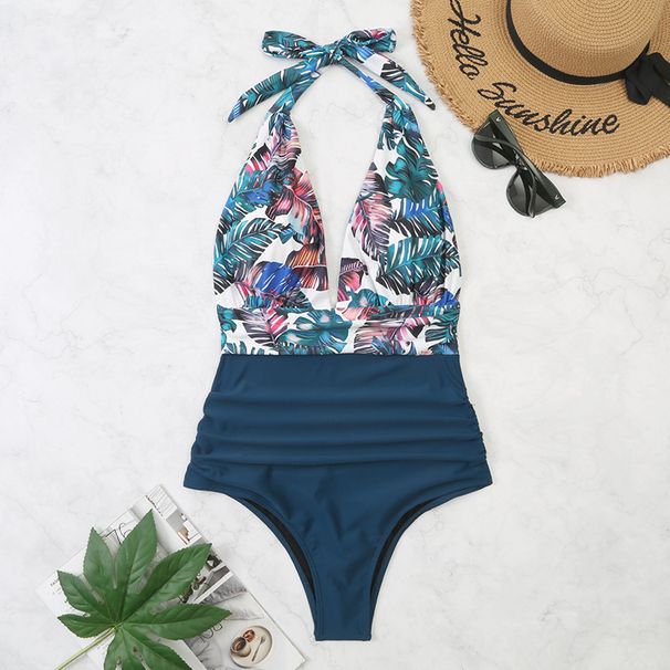 Women's Clothing New Hot Selling Swimsuit Women's One Piece Backless Sexy Conservative Belly Covering Cross Border Bikini Swimsuit_ecoleips.com