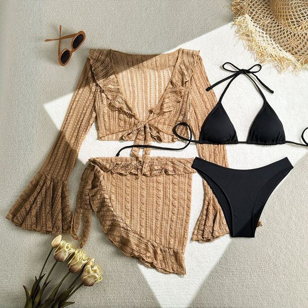 Women's Clothing New Sexy Lace Mesh Four Piece Swimsuit Bikini_ecoleips.com