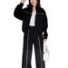 Women's plus Size Fleece Lined Sweatshirt Jacket And Pants Set Casual Autumn Two-Piece Outfit Polyester England Style Fashion_ecoleips.com