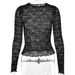 Women's Long Sleeve Slim Fit Round Neck Base Layer Top See Through Sexy Fashion Tee For Autumn Winter American Style_ecoleips.com