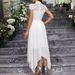 Women's Clothing Sleeveless High Collar Lace Chiffon Bridesmaid Dress Midi Skirt_ecoleips.com