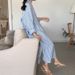 2021 Summer-Autumn Linen Vertical Striped Long-Sleeve Shirt With Tie, Korean Vintage Versatile Women's Dress_ecoleips.com
