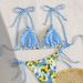 Floral Print Bikini Set For Women – Two-Tone Fabric Swimwear | High-Waisted & Adjustable Ties | Quick-Dry Polyester For Beach & Pool_ecoleips.com