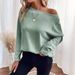 Autumn New Women's Knit Tops, Waffle-Patterned Off-Shoulder Tops, And T-Shirts_ecoleips.com