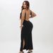 Women Summer Sexy Spaghetti Strap Backless Slim Fit Sleeveless Long Party Dress Advanced Sense Formal Evening Gown_ecoleips.com