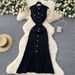 Women's Retro High-End Sleeveless Knitted Dress With Hollow Out Waist Cinching Long Skirt For Summer Style_ecoleips.com
