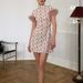 Ladies Stand Collar High Waist Slim Fit Mini Dress Chic Summer Holiday Party Dress Feather Patchwork Short Sleeved Banquet Dress_ecoleips.com