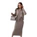 2025 Fall/Winter New European American Style Knit Set For Women: Soft Core-Spun Yarn Sweater With Slit And Tie-Waist_ecoleips.com