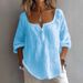 New Women's Clothing Casual V-Neck Long Sleeve Pullover Top Various Colors Fashionable Comfortable Top For Women_ecoleips.com