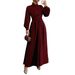Diyun European And American Simple Elegant High-end Long-sleeved Long Dress Women's Clothing 2025 Autumn/Winter_ecoleips.com