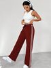 Women's Clothing Japanese High-Waisted Wide Leg Pants – Flowy Elastic Waist Lounge Pants For Petite Women (Black/Grey/Red/Navy)_ecoleips.com