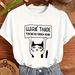 Women's Casual Short Sleeve T-Shirt Cute Minimalist Cat Graphic With Spanish Quote Print Black Stretch Round Neck Spring Summer_ecoleips.com