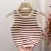 French Striped Women's Camisole Tank Top Slimming Knit Sweater Chic Popular Style 2025 New Fashion Top_ecoleips.com