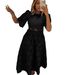 Inspired Lace Hollow Out Blouse & Skirt Set – Elegant Women's Two-Piece Outfit | Breathable Polyester | Summer Casual & Street Chic | S-3XL_ecoleips.com