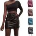 2025 Summer New Short A-line Leather Half Zipper Women's Bodycon Pencil Skirt_ecoleips.com
