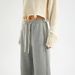 Women's High Waist Wide Leg Pants Winter Warm Faux Cashmere Cotton Straight Sweatpants Loose Slimming Bottoms Black Gray White_ecoleips.com