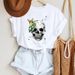 European And American Cross-border Foreign Trade Women's Floral Skull Print Round-neck Short-sleeve T-shirt Top_ecoleips.com