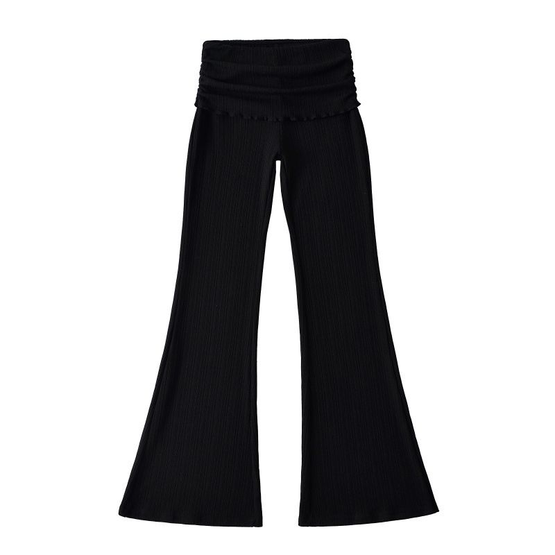 Women's Clothing Hot Girl Style Low Waist Knitted Flared Pants Suit Casual Pants Elastic Tight Hip Trousers Mopping Pants_ecoleips.com