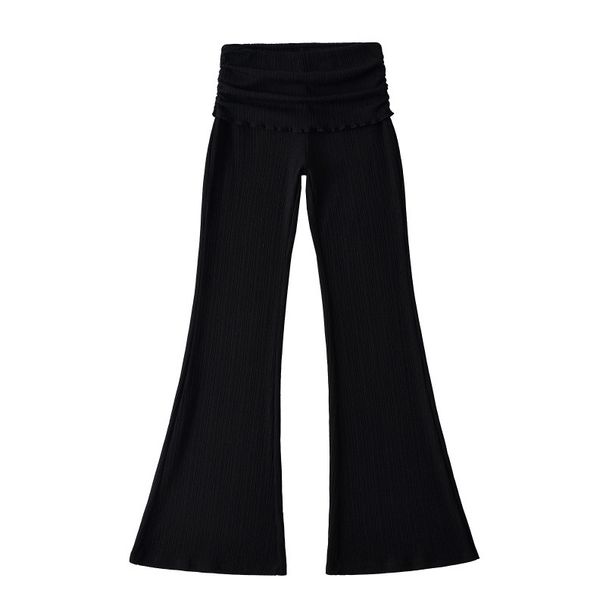 Women's Clothing Hot Girl Style Low Waist Knitted Flared Pants Suit Casual Pants Elastic Tight Hip Trousers Mopping Pants_ecoleips.com
