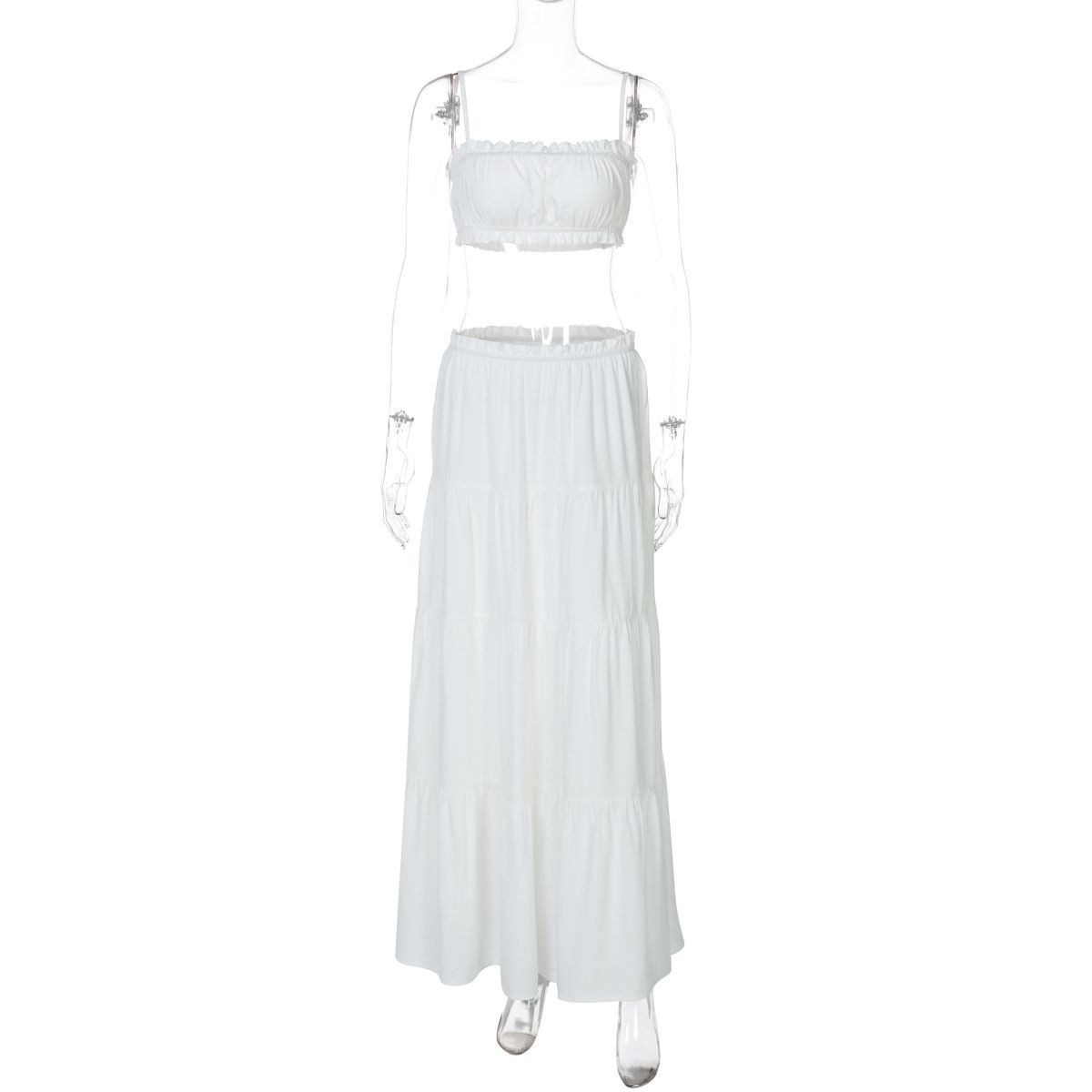 ZOEVA2026 Summer New Solid Color Sexy Chest Wrap Suspender Versatile Vacation Style Dress Fashion Suit_ecoleips.com