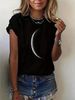 European And American Cross-border Foreign Trade Wholesale Clothing, Moon Pattern Round Neck Plus Size Short-sleeve_ecoleips.com