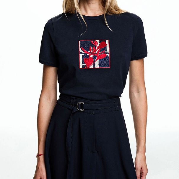 CHCH Women's T-shirt Summer New High Quality Round Neck Embroidered Texture Top_ecoleips.com