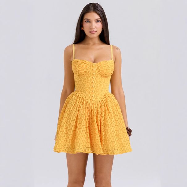 Cro-Border Foreign Trade Sexy Lace Jacquard European And American Pure Deire Backle A-Line Puff Short Prince_ecoleips.com