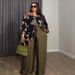 Women's Casual plus Size Pant Set Summer Wide Leg Trousers with Printed Drawstring Top European American Style Clothing_ecoleips.com