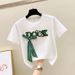 Women's Clothing Women's Fashion Beaded Bow Short Sleeve T-Shirt Set With Embroidered Ethnic Style Trendy Style Jeans_ecoleips.com