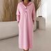 Minimalist Button-Up Hooded Dress – Oversized Knit Tunic With Drop Shoulder (S-XXL, Dusty Pink, Transseasonal Layering Staple)_ecoleips.com
