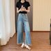 Plus Size Women's Summer New Straight-Leg Jeans Slimming For Chubby Sisters Pear-Shaped Body Loose Fit Petite Wide-Leg_ecoleips.com