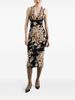 Stylish Flower Print Spaghetti Strap Open‑Back Dress High Waist Bodycon Evening Long Dress_ecoleips.com