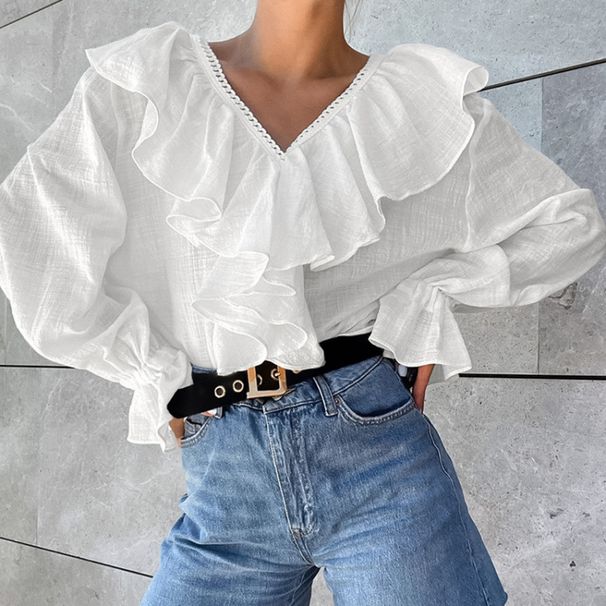 Cotton Fabric With A Stylish Design, Featuring A Dropped-Shoulder Sleeve And Lace Details. This Women's Shirt Is Perfect_ecoleips.com