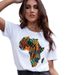 European And American Cross-border Foreign Trade Clothing, African Continent Map Print Round-neck Short-sleeve Women's_ecoleips.com