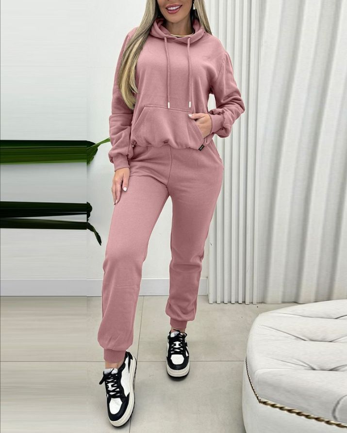 Women's Casual Hoodie Set - Long Sleeve Pullover Sweatshirt With Pockets, Loose Fit, Comfortable & Stylish, Streetwear Outfit - S/M/L/XL/XXL_ecoleips.com