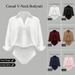 Women's Casual Loose V-Neck Long Sleeve Shirt Onesie_ecoleips.com