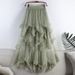 K Sweet Asymmetrical Mesh Skirt, New High-waisted Midi A-line Puffy Fairy Cake Skirt For Women._ecoleips.com