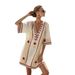 Seaside Resort Style Bohemian 3D Print Dress Loose V Neck Short Sleeved Beach Cover up for Women_ecoleips.com