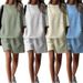Women's Clothing Summer Women's Short Sleeve Two Piece Suit Round Neck Pullover Loose Fit Suit Set Hot Selling Casual Outfit_ecoleips.com