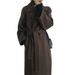 Double-Faced Wool Blend Trench Coat - Oversized Chic Belted Long Coat With V-Neck, Winter Elegance For Streetwear & Office (Gray, S-XXL)_ecoleips.com