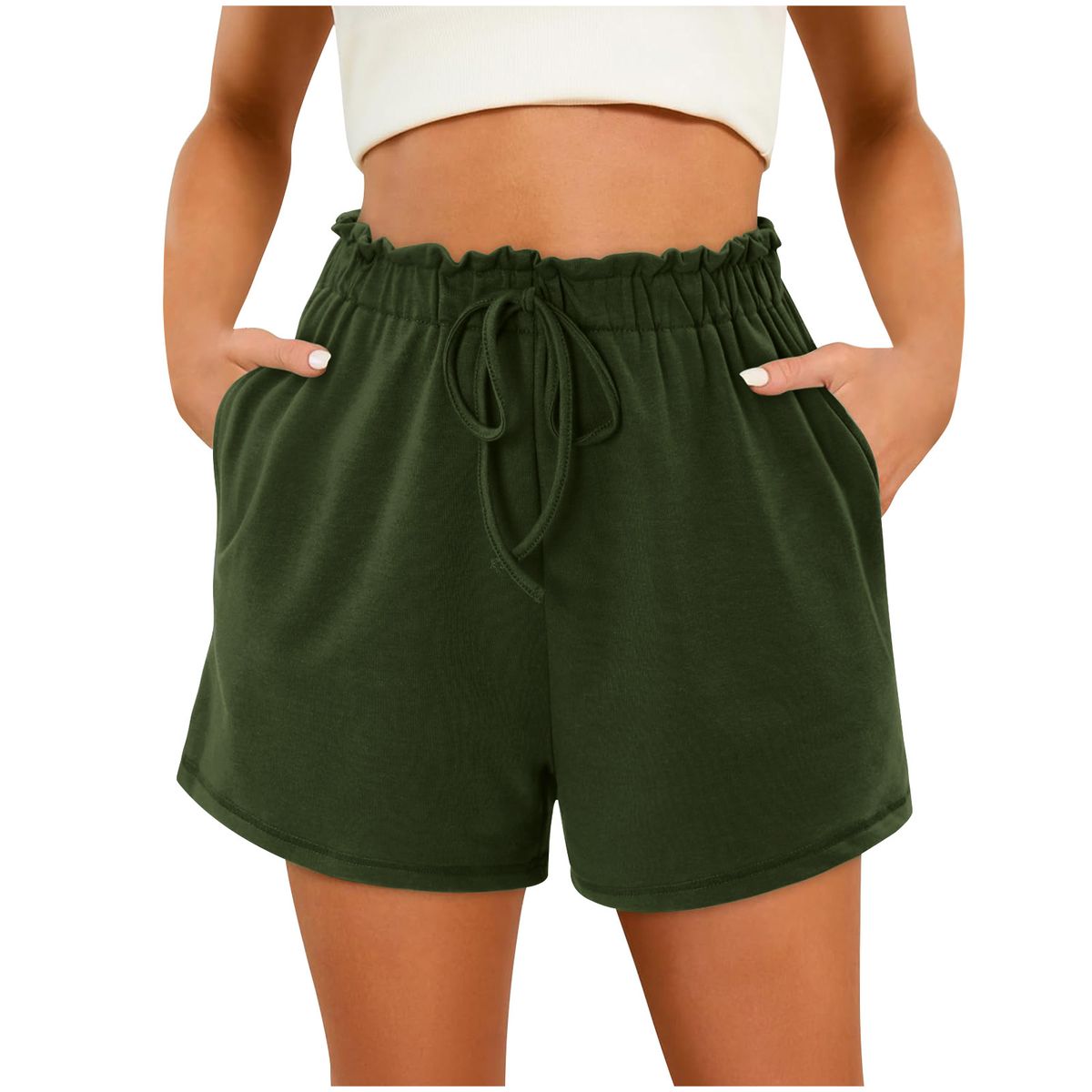 Summer Women's Loose Shorts Solid Color Home Pocket Intellectual Style Clothing For Markets_ecoleips.com
