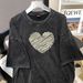 2025 Summer New Short Sleeve T-Shirt For Women, Washed Vintage Design, Printed Student Wear, Loose Mid-Length Top_ecoleips.com