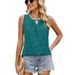 Women's Clothing Spring And Summer New Round Neck Hollow Pleated Vest Sleeveless T Shirt Tops For Women_ecoleips.com