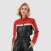 Brick Red PU Leather Biker Jacket – Women’s Cropped Streetwear Coat With Contrast Panels (S-XL, Edgy Urban Staple For Berlin Clubs & LA Streets)_ecoleips.com