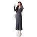 Autumn New Korean Fashion Lace V-Neck Gray Two-Piece Maternity Dress_ecoleips.com