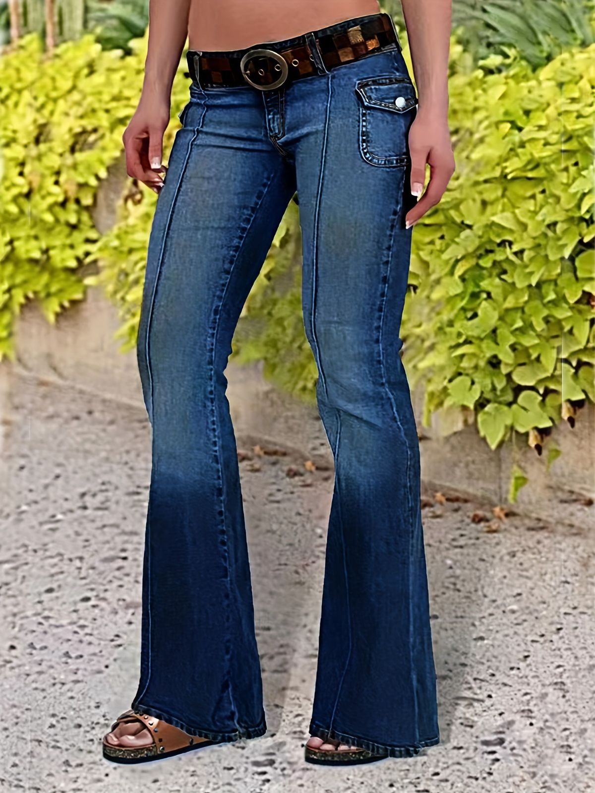 High Waisted Retro Workwear Denim Flared Pants For Women Trendy Slim Fit Long Jeans Spring/Autumn_ecoleips.com