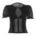Women's Slim Fit Round Neck Puff Sleeve T-Shirt Sexy Hollow Out Mushroom Button Detail Solid Color Summer Top Style_ecoleips.com